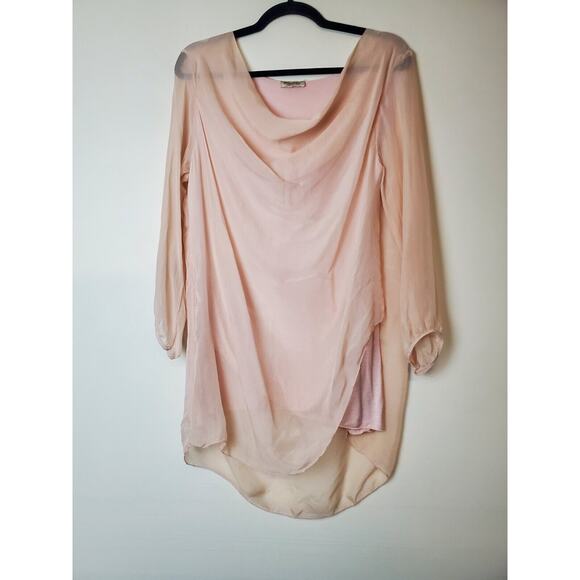 Montan Paris 100% Silk Top Medium Tunic Asymmetrical Made In Italy Layered - Picture 11 of 12